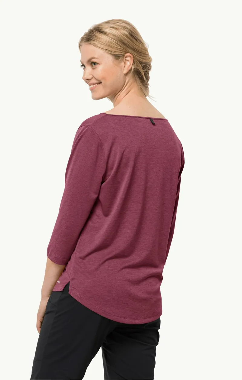 Jack Wolfskin JWP 3/4 Sleeve T-Shirt Womens in Sangria Red-2